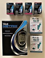 GET•WELL Fine 30g Universal Twist Lancets 200 Ct. - Made in Canada ! True METRIX AIR Meter, 200 True METRIX Test Strips, Lancing Device, Logbook, Carrying Case