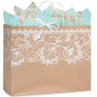 NW Lace Borders Paper Shopping Bags - Vogue Size - 16 x 6 x 13in. - 250 Pack