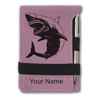 Mini Notepad, Great White Shark, Personalized Engraving Included (Pink)