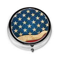 Gift Pill Box Case Vintage Star and Stripes USA Flag Fantastic Portable Compact 3 Compartment Medicine Holder for Daily Needs and Travelling