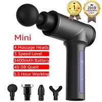 Massage Gun Cordless Handheld Deep Tissue Muscle Massager Device with Powerful 5 Speed 4 Heads-Quiet Vibration Percussion Back Neck Leg Massage Equipment Portable Bag