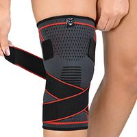 Knee Compression Sleeve - Adjustable Knee Wrap for Crossfit, Powerlifting, Basketball, Soccer, Running - Provides Pain Relief & Patella Support for Men & Women with Arthritis & Knee Injury (Medium)