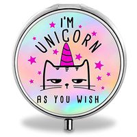 IMLONE Pill Organizer, Customized Unicorn Quotes Pill Boxes with 3 Components for Purse