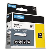 DYMO Rhino 18489 Flexible Nylon Industrial Label Tape, 3/4" x 11 1/2 ft, White/Black Print