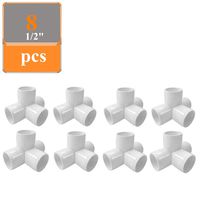 Linksworld PVC Elbow Corner Side Outlet PVC Corner Fitting Tee Fitting PVC Elbow Fittings for Build Heavy Duty PVC Furniture,Greenhouse shed Pipe Fittings and Tent Connection (4 Way 1/2" 8pcs)
