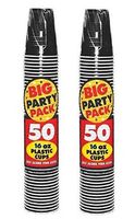 Amscan Big Party Pack Plastic Cups, 16-Ounce, Black (100 pieces)
