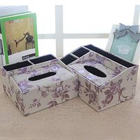 T-ZJHC Multi-Function Tissue Box Desktop Living Room Coffee Table Remote Control, Light Purple Camellia, Trumpet (20 16.5 9.5 11)