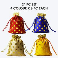 Craftsman 24 pcs Handmade Potli Pouch Bag. Dry Fruit Gift Packaging Bag. Diwali Gift Packaging