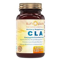 Sun Pure Premium Quality CLA, 1250 mg 120 Softgels Glass Bottle - Supports Healthy Weight Management, Metabolism & Immune Health - Promotes Lean Muscle Mass Gain