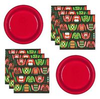Ugly Sweater Party Plastic Appetizer or Dessert Plates Napkins for 20 to 30 Guests