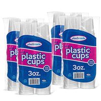 [400 Count] PlastiMade 3 Oz Clear Plastic Disposable Reusable Cups For Drinking, Bathroom, Rinsing, Test, Medication, Party, Home, Office, Water, Juice, Kids. 4 Pack