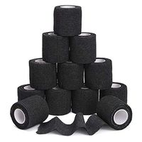 TOBWOLF 12PCS Self Adherent Bandage Cohesive Tape Roll, 2" x5yd / 5cmx4.5m First Aid Bandages, FDA Approved Stretch Athletic Vet Wrap for Sports Wrist Ankle Sprain Swelling - Black