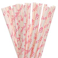Pink Princess Crown Paper Straws (25)