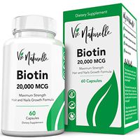 Biotin 10000mcg Supplement 2X Strength (20,000mcg) - Hair & Nail Growth Pills - Skin Health Vitamin 60 Veggie Capsules