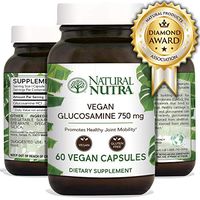 Natural Nutra Vegan and Vegetarian Glucosamine Hydrochloride, Kosher, Shellfish Free, Plant Based, Collagen, Joint and Cartilage Support Supplement, 750mg, 60 Capsules
