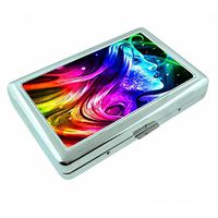 Rainbow Girl Em1 Hip Silver Cigarette Case Id Holder Metal Wallet 4" X 2.75" RFID Protection