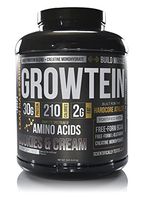 Growtein Growth Protein by JBN. 30 grams of Whey Protein Isolate and Whey Protein Concentrate. 200 Calories. 50 Servings. Creatine Monohydrate, free-form BCAA's and L-Glutamine. Vanilla Cream flavor!