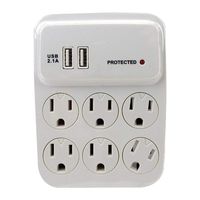 Morris 89016 6 Outlet Surge Tap with Two 2.1A USB Charging Ports