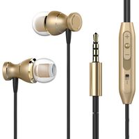 AutumnFall Universal 3.5mm Metal In-Ear Earphone Headphone Magnetic Suction Line Control Headset With Microphone for MP3 for Apple for Samsung for HP for HTC for Lenovofor LG (Gold)