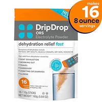 DripDrop ORS – Patented Electrolyte Powder for Dehydration Relief Fast - For Workout, Hangover, Illness, Sweating & Travel Recovery - Orange - 16 x 8oz Servings