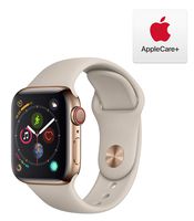 Apple Watch Series 4 (GPS + Cellular, 40mm) - Gold Stainless Steel Case with Stone Sport Band with AppleCare+ Bundle