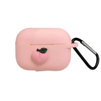 UR Sunshine AirPods Pro Case, Creative One Piece Lovely Fruit Decoration AirPods Cover Case, Matte Surface Soft Silicone Gel Fun Summer Fruit Earphone Case AirPods Pro/ 3 +Hook -Pink Peach
