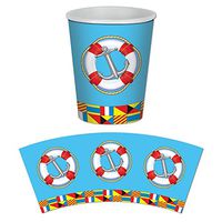Club Pack of 96 Disposable Paper Hot and Cold Nautical Beverage Cups 9 oz.