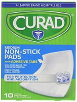 Curad Non-Stick Pads with Adhesive Tabs – 3″ x 4″ in, 10 Each (Pack of 2)