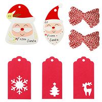 100 Pack Christmas Tags,Christmas Gift Tags 5 Designs Brown Kraft Paper Merry Christmas Tags with 20 Meters Twine String Tie for DIY Xmas Holiday Present Wrap Gift Tags