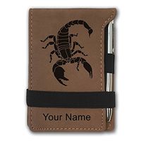 Mini Notepad, Scorpion, Personalized Engraving Included (Dark Brown)