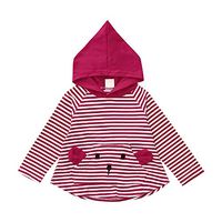 Franterd Little Boys Girls Stripe Hooded Pocket Top Kids Fall Warm A-line Pullover Blouse Coat Clothing Red
