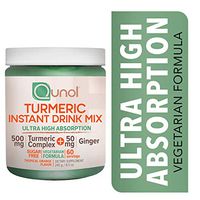 Qunol Turmeric Curcumin Vegetarian Instant Drink Mix, Ultra High Absorption Formula, 500mg + 50mg Ginger, Anti-Inflammatory & Joint Support, Sugar Free Dietary Supplement, Tropical Orange, 60 Servings