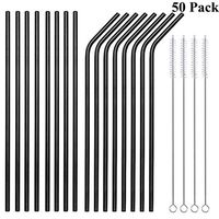 Sunwinc 50-Pack Stainless Steel Straws,8.5Inch Reusable Drinking Metal Straws For 20oz Tumblers Yeti Cups Travel Mugs,Eco-Friendly Dishwasher Safe (Black-50Pack)