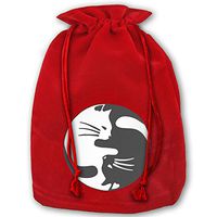 Yin And Yang Cute Cats Red Christmas Drawstring Bags / Santa's Trouser Bag/ Christmas Gift