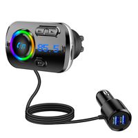 Tecboss Bluetooth FM Transmitter for Car, Upgraded Bluetooth 5.0 Wireless Car Radio Adapter with QC3.0 &5V/2.4A Fast Charging, Hands Free Car Kit, Music Streaming, Connects 2 Phones Simultaneously