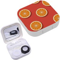 Portable Contact Lens Case Box Travel Kit Mirror + Bottle + Tweezers Container Holder [ Oranges ]