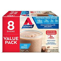 Atkins Gluten Free Protein-Rich Shake, Milk Chocolate Delight, Keto Friendly, 8 Count