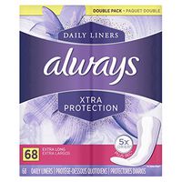 Always Xtra Protection Daily Feminine Panty Liners for Women, Extra Long, Unscented, 68 Count - Pack of 4 (272 Count Total)