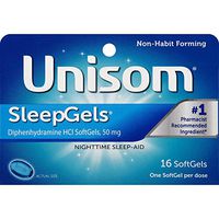 Unisom SleepGels Nighttime Sleep Aid, 16 Softgels, Pack of 1