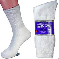 3 Pairs Therapeutic Diabetic Crew Sock for Women/Men Size 9-11, 10-13 (Womens/Men Size 9-11, White)