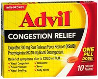 Advil Congestion Relief, Non Drowsy - 10 Coated Tablets, Pack of 5
