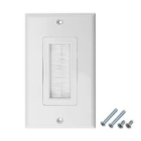 RLECS 1-Pack White Brush Wall Plate Single Port Multipurpose Outlet Cover Wall Mount Panel for Multimedia HDMI HDTV Speaker Wires