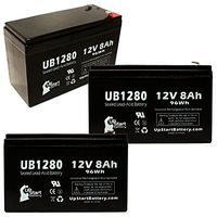 3 Pack Replacement for Acme Security System 626 Battery - Replacement UB1280 Universal Sealed Lead Acid Battery (12V, 8Ah, 8000mAh, F1 Terminal, AGM, SLA) - Includes 6 F1 to F2 Terminal Adapters