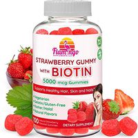 Biotin Gummies 10,000 mcg Serving for Women & Men with Non GMO Gluten Free Natural Strawberry Flavor| Vegan, Vegetarian, Kosher Halal Vitamins for Hair & Nails | 100 Gummies
