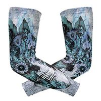 LEVEIS Blue Sugar Skull Arm Sleeves UV Protection for Men Women Sunblock Protective Gloves Running Golf Cycling Driving Long Arm Cover 1 Pair