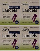 Omnis Ultra Thin Universal Fit Sterile Lancets 30G 100 ea per Box 4 PACK Total 400 ea