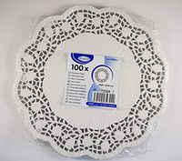 Doilies. 100 Pcs Round Lace Paper Plates on a Table. Diameter 24cm (9.4 Inches) New