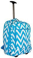 Ever Moda Chevron Wheeled Laptop Backpack (Teal Blue)