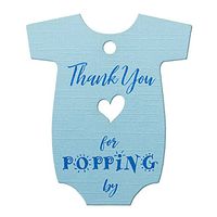 Summer-Ray 50pcs Blue Baby Onesie Baby Shower Favor Thank You Tags Thank You for Popping by
