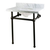 Kingston Brass KVPB30MB0 Templeton 30X22 Carrara Marble Vanity with Sink and Brass Feet Combo Matte Black